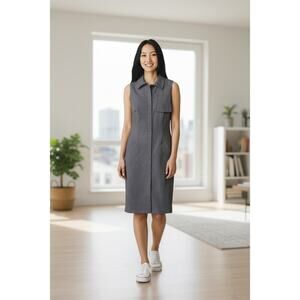 NWT Liz Claiborne Chambray Denim Sleeveless Belted Trench Coat Dress Size 6